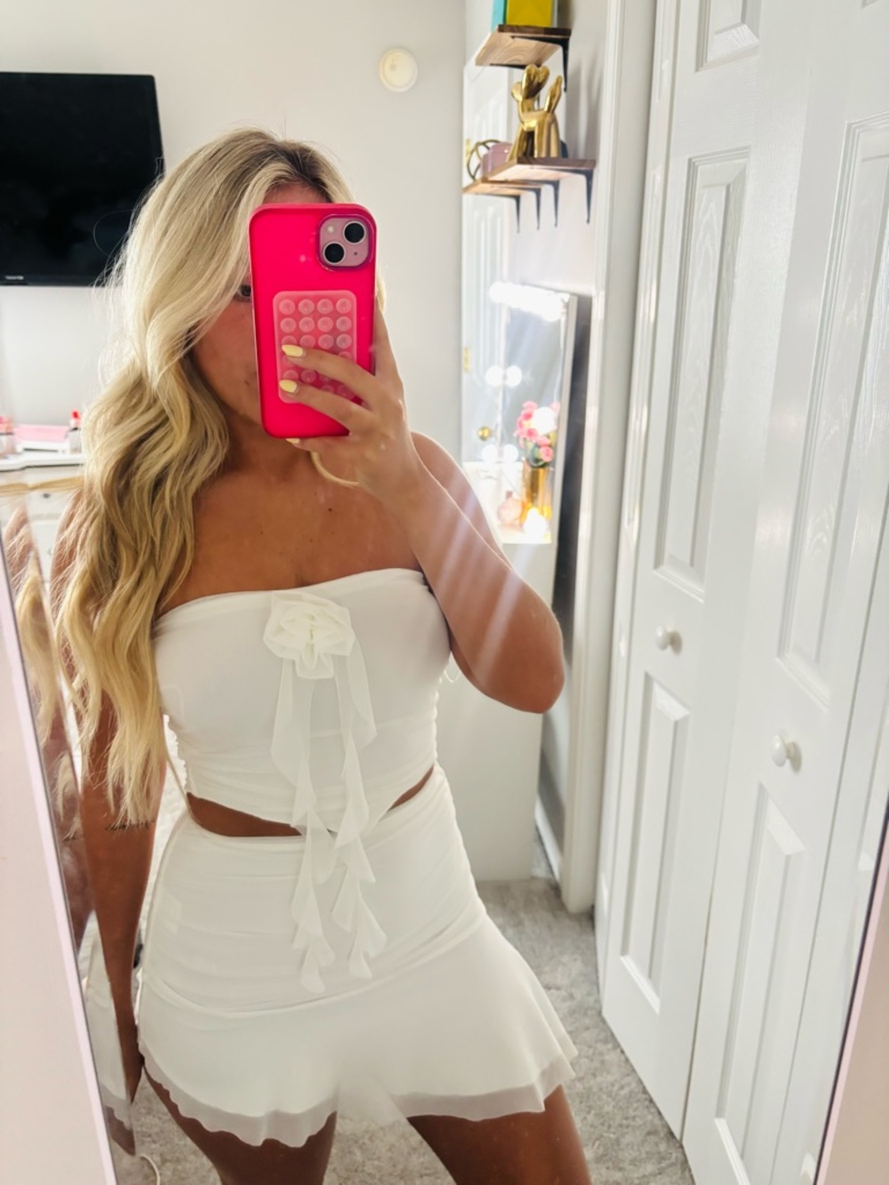Princess Polly White Ruffle Strapless Skirt Set
